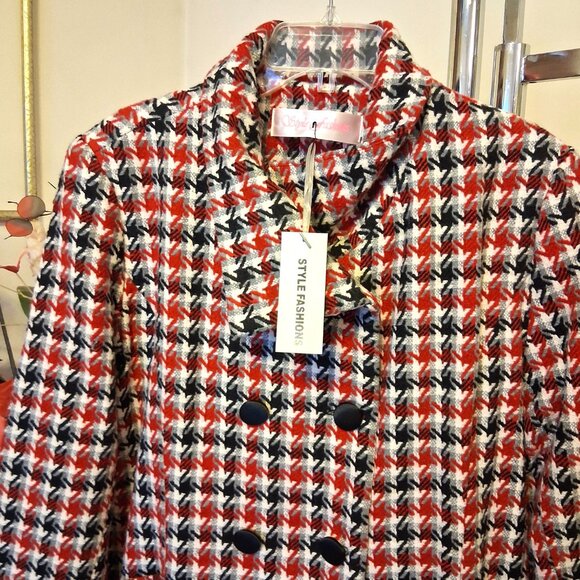 NEW Women Red Black White Double-Breasted Lined Trench Coat Winter Outerwear 16 - Picture 9 of 10